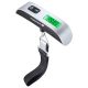 Fosmon Digital Luggage Scale, LCD Display Backlight Temperature Baggage Scale w/ 110lbs Capacity, Portable Stainless Steel Hanging Luggage Weight Scale w/ Tare Function for Travelers - Silver