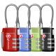 TSA Approved 3 Digit Combination Cable Luggage Lock - Black, Green, Red and Blue - 4 Pack