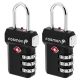 Open Alert Indicator TSA Approved 3 Digit Combination Luggage Lock - Black - 2 Pack