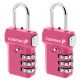 Open Alert Indicator TSA Approved 3 Digit Combination Luggage Lock - Pink - 2 Pack