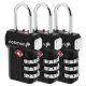 Open Alert Indicator TSA Approved 3 Digit Combination Luggage Lock - Black - 3 Pack