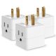 3 Outlet Grounded Wall Tap Power Adapter - 125VAC 15A - Mini Portable Travel Direct Plug-In Wall Mount – White - 2 Pack