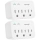 [ETL Listed] 125V/15A/60Hz 3-Outlet Wall Mount Surge Protector (1,200J), w/ Ground Indicator - 2 pack
