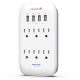 6-Outlet US Wall Mount Surge Protector, 4-Port USB 