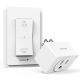WavePoint 125V/15A Wireless Outlet Plug with Wall Switch & Braille (On/Off) Mark (1 US Outlet + 1 Remote Control) - White