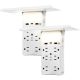  Fosmon [ETL Listed] 125/15A 6-Outlet Wall Outlet Extender w/ Surge Protector (1,200J), x1 USB-C, x2 USB-A (Total: 3.4A), Adjustable LED Night Light, & Shelf – White - 2 PACK