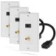 Fosmon Wall Plate w/ 4-Inch Gold-Plated High Speed HDMI 2.0 Cable and F Connector Jack w/ Built-In Ethernet - White - 3PACK