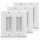 Fosmon 2-Gang Wall Plate with Brush - White (Screws Included) - 3PACK