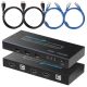 Fosmon 2 Port HDMI KVM Switch / Switcher, Share 2 Computers With One Set of USB Keyboard, Mouse and HD Monitor, Support UHD 4K@30Hz, 3D, 1080P with 2x USB And 2x HDMI Cable, No Power Adapter Required